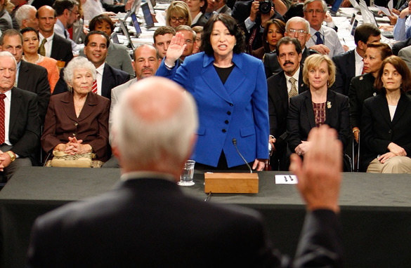 Supreme Court nominee Judge Sonia Sotomayor is sworn in during her confirmation hearing before the Senate Judiciary Committee July 13, 2009 in Washington, DC. (Getty Images)