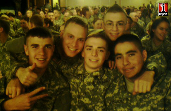Kameron Hernandez, center, and his fellow soldiers.