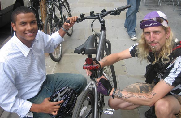 We equipped Greg Hall's bicycle with a flip-cam.