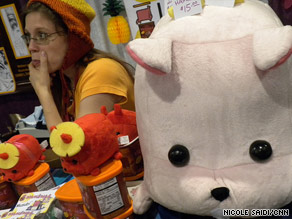 Crystal Chesney-Thompson appears with one of her ham-inspired 'Haminals.'