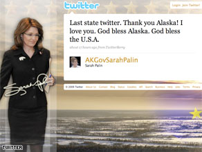 The last 'tweet' from Sarah Palin as Governor of Alaska.