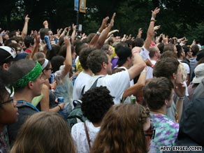 Festival goers enjoy one of the performances on the first day of Lollapalooza 2009.