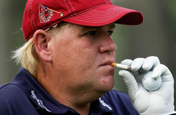 Golfer John Daly, infamous for his off-course excesses, is regularly seen smoking while playing.