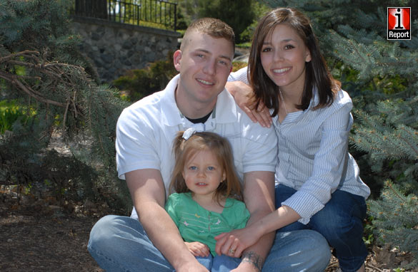 Senior Airman Spencer Jungclaus, his wife Corey and daughter Madilyn.