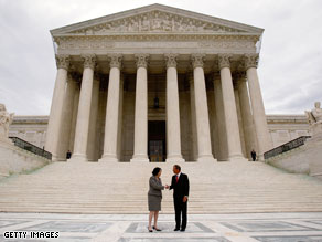 Justice Sonia Sotomayor was welcomed to the Supreme Court by her new colleagues in a brief special ceremony Tuesday in the ornate courtroom.