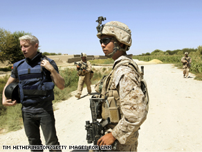 U.S. Marines on a counter IED (improvised explosive device) patrol in Nawa district.