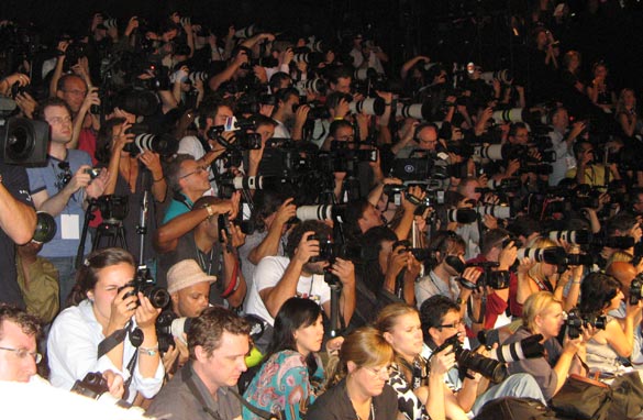Photojournalists at the Diane von Furstenberg show.