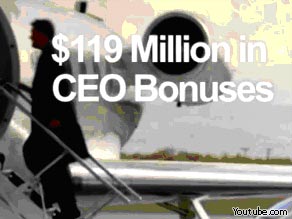 The ad from Health Care for America Now says insurance CEOs make $24 million a year and that insurers deny 1 in 5 treatments prescribed by doctors.