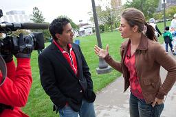 Jillian Michaels and Dr. Sanjay Gupta at a Fit Nation event in St. Paul, MN
