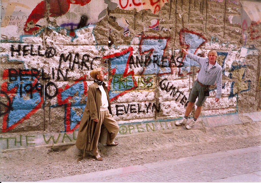 Evelyn and Andreas Preuss at the Berlin Wall, April 1990