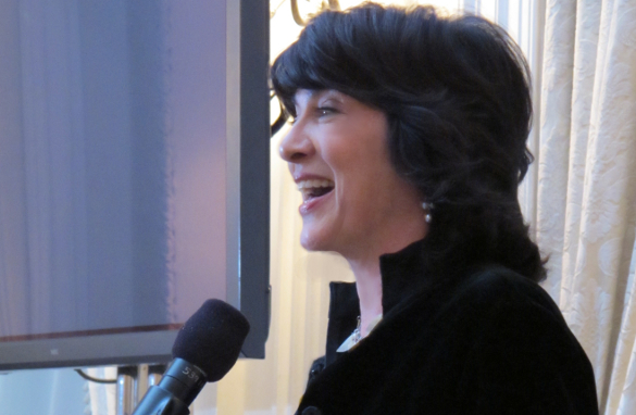 Christiane accepting a lifetime achievement award for her journalism from the Newswomen's Club of New York.