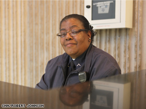 Private Patricia George, a security guard at CNN's headquarters in Atlanta.