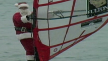 Santa's frigid surf run