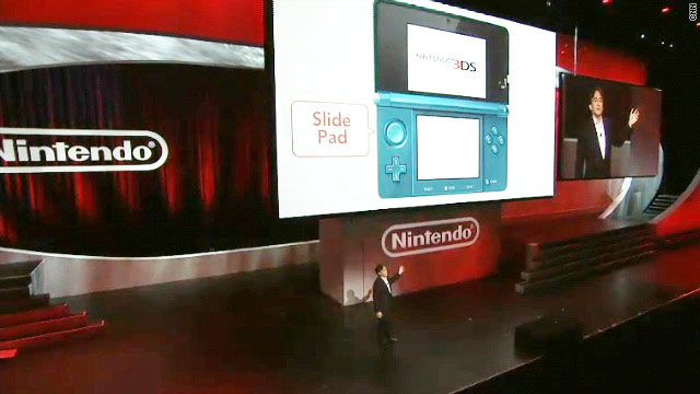 Nintendo shows off a 3-D gaming system at its E3 press conference on Tuesday.
