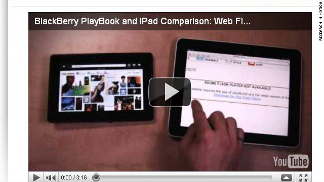 Video posted Tuesday by BlackBerry maker RIM appears to show head-to-head comparison of their PlayBook tablet and the iPad.