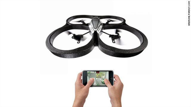 The Parrot AR. Drone can be controlled from your iPhone and streams live video right to your screen.