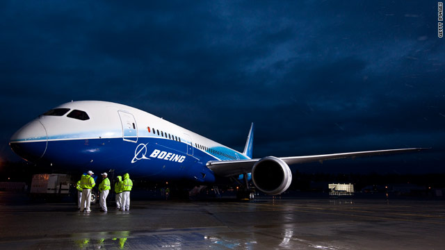 The Boeing 787 after its first flight in Seattle last year. It is claimed to be 20 percent more fuel efficient than its predecessors.