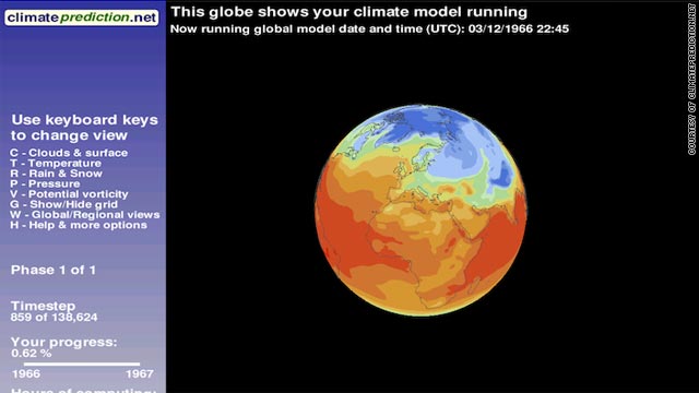Users who sign up to the www.climateprediction.net project can see graphic representations of the climate model on their PC.
