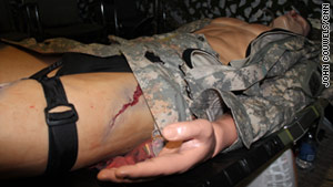 This life-like mannequin has skin that bleeds and eyes that dilate to help train medics to deal with combat injuries.