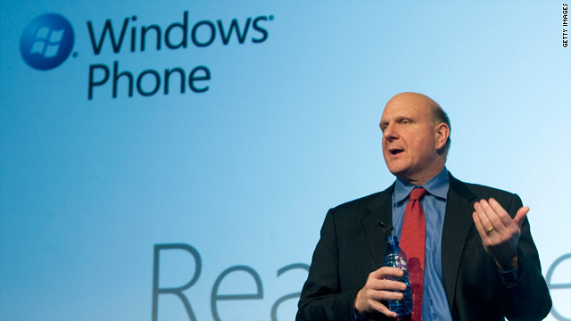 Microsoft CEO Steve Ballmer announced Windows Phone 7 in February.