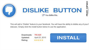 A security firm says a fake Facebook "dislike" button is going viral online. Facebook only allows people to "like" content.