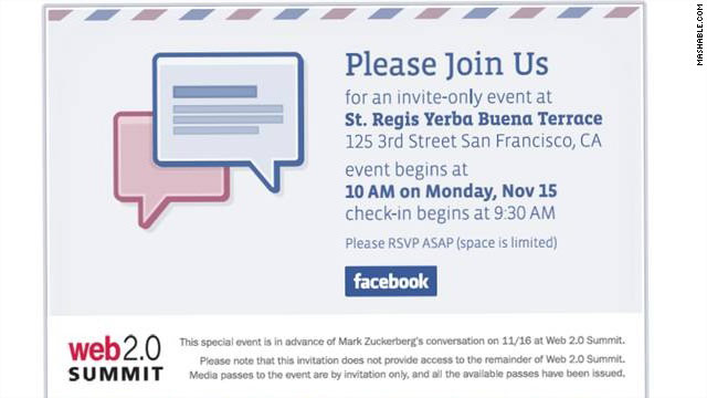 Mashable received this invite from Facebook.
