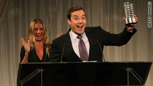 Jimmy Fallon presented Roger Ebert with the Person of the Year award Monday at the Webby Awards.