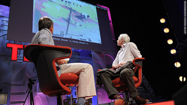 Julian Assange, right, talks about submissions to WikiLeaks.org with Chris Anderson at Friday's TED Global conference.