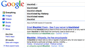 Which words does Google Instant blacklist?