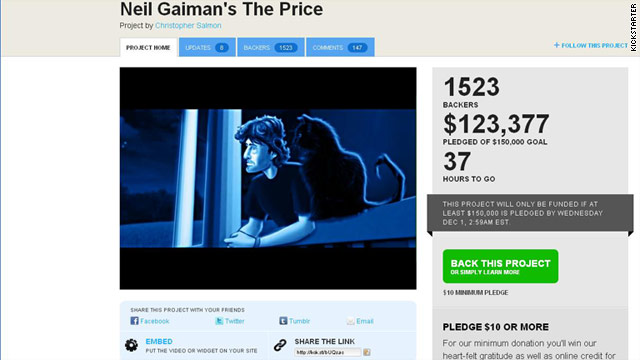 A drive to fund an animated film of Neil Gaiman's story "The Price" is one of a growing number of six-figure efforts on Kickstarter.