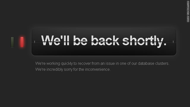 Tumblr is a blogging site that fits somewhere between Twitter and WordPress. It crashed on Sunday night.