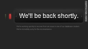 Tumblr's "back shortly" message appeared for users for an entire day.