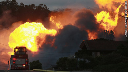 Blast, fire engulfs California homes