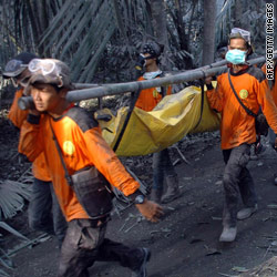 Volcano victims burned to death