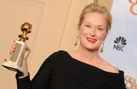 Meryl Streep poses with the Golden Globe she won for her role in 'Julie and Julia.' (PHOTO: Getty Images)