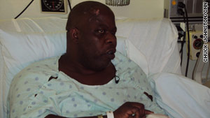 Blind violinist Romel Joseph recovers in a Miami, Florida, hospital from injuries he received in the quake.