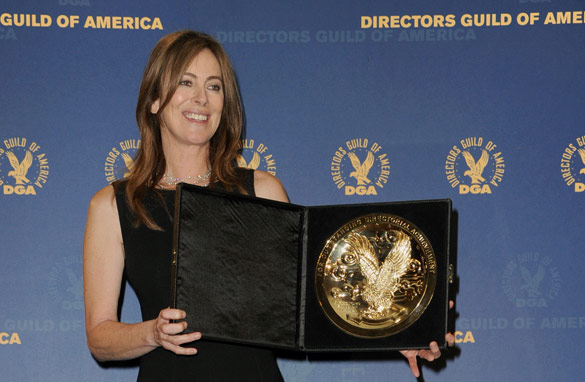Kathryn Bigelow, posing with her Directors Guild of America award, is a frontrunner in this year’s best director Oscar race. (PHOTO: Getty Images)