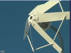 Green Wave's prototype product - a light pole powered by a windmill and solar panels.