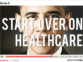  The Republican National Committee released a new Web ad Wednesday telling President Obama to start over on health care reform.