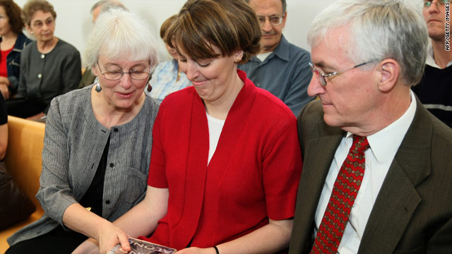 Rachel's mother, sister and father in a Haifa courtroom for the start of proceedings March 10, 2010.