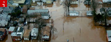 Aerial view of muddy NE floods