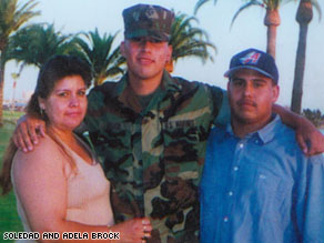 Soledad Brock with her two sons, Ronald Brock and Angel  Candia.