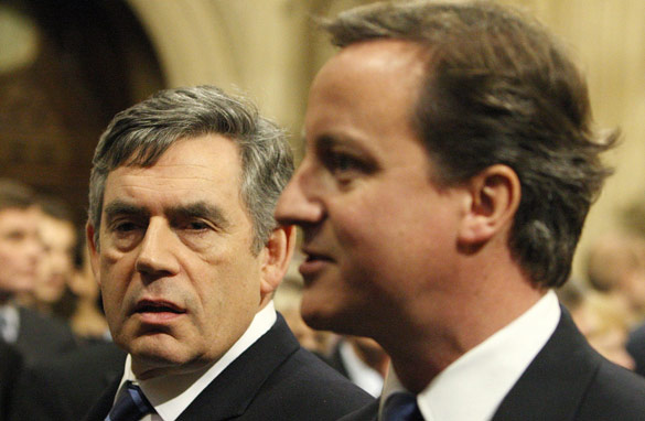Gordon Brown and David Cameron pictured last year. The UK election promises to be a close contest.