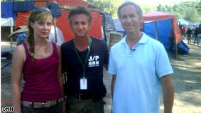 AC360° producer Justine Redman, Sean Penn and AC360° Gary Tuchman in Haiti. 