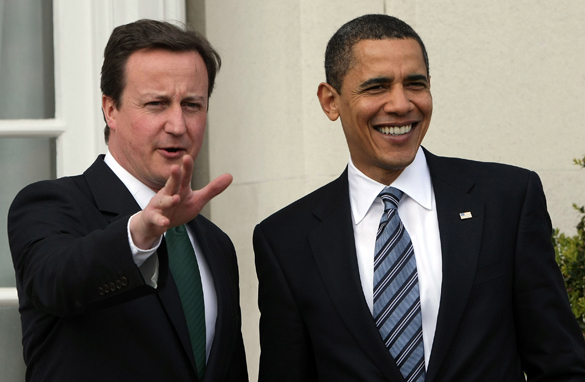 Conservative Party leader David Cameron pictured with Barack Obama in Washington last April. (Getty Images)