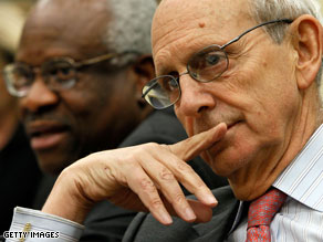 Justices Clarence Thomas and Stephen Breyer testified before a congressional budget hearing Tuesday.