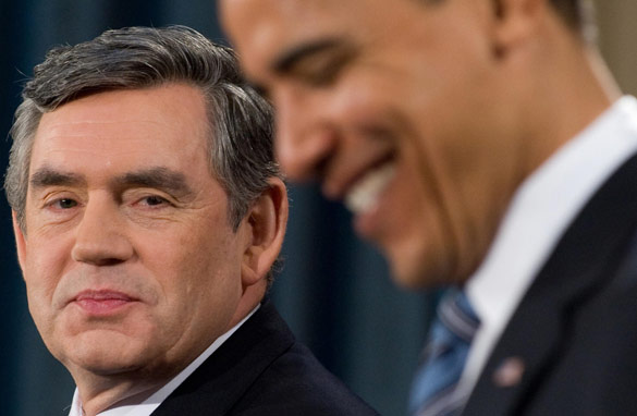 UK PM Gordon Brown and U.S. President Barack Obama pictured in London in April 2009 (AFP/Getty)