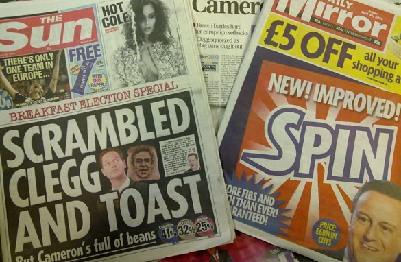 The third UK election debate provided much material for tabloid newspaper designers and copy editors.