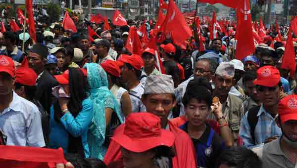 An estimated 100,000 protesters amassed in Kathmandu, among them villagers who wanted to see the capital for the first time. CNN/Sumnima Udas