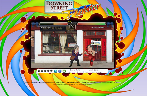 A new online game called Downing Street Fighter will let you slug it out.